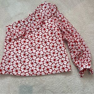Sugarlips White and Red Flora Patterned Top Size S